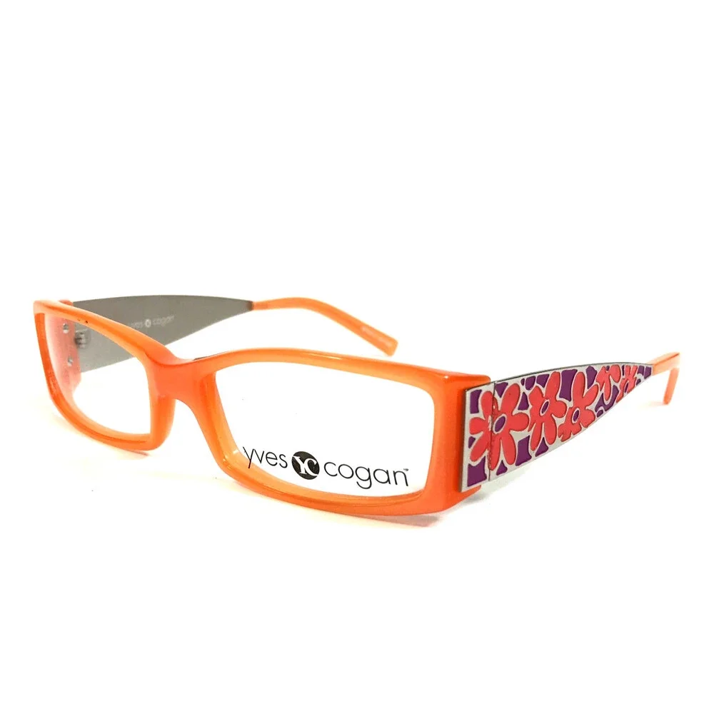 Yves Cogan Eyeglasses Frames YC 779 ORG Orange Red Purple Floral 52-17-130